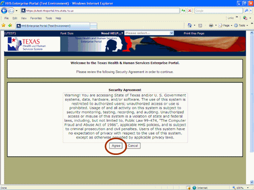 Screenshot of Security Agreement page